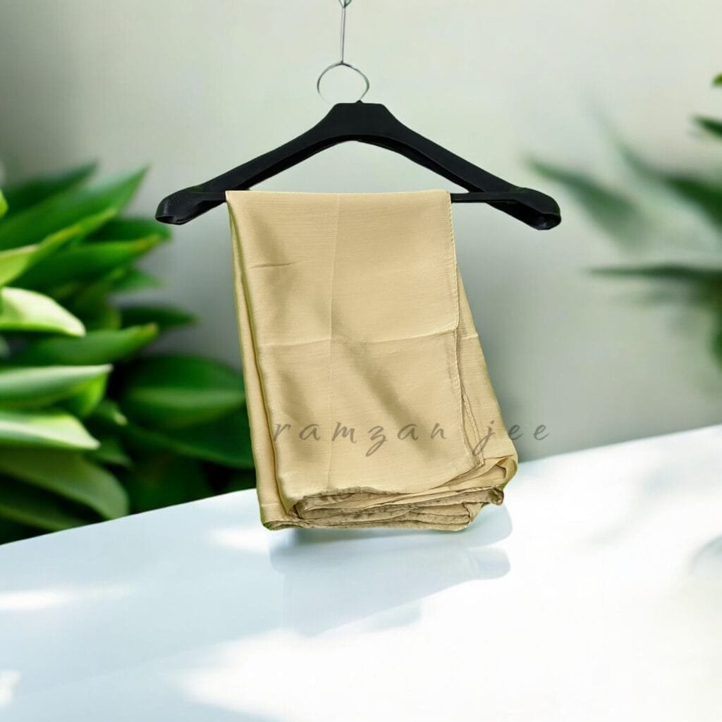 "Elegant long hijab in soft chiffon fabric, perfect for modest fashion."