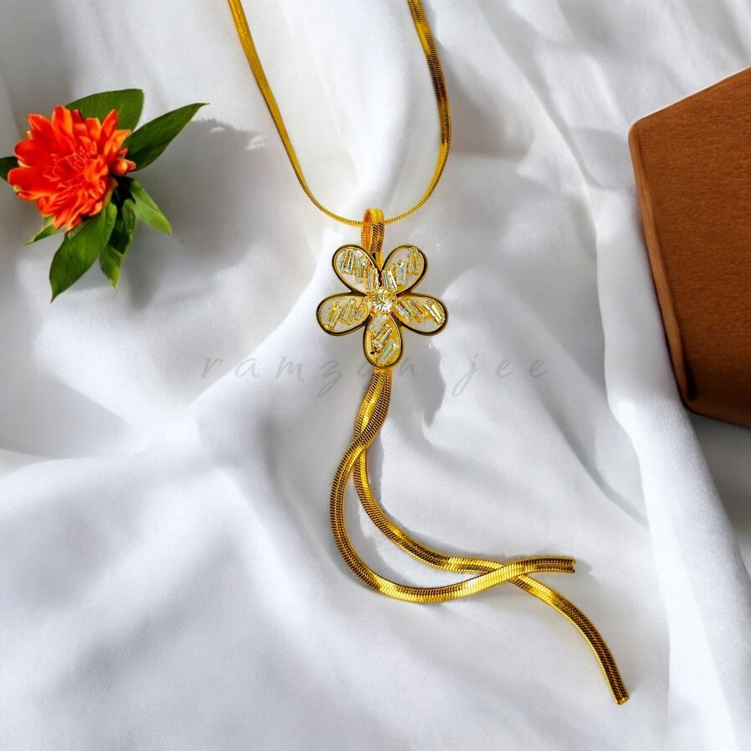 "Handcrafted long mala jewelry with intricate beadwork, perfect for weddings and traditional celebrations"