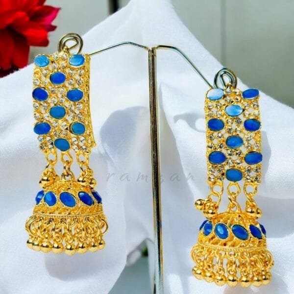 "Elegant earrings with intricate designs, perfect for formal events and evening wear. Available in statement chandelier and drop styles."
