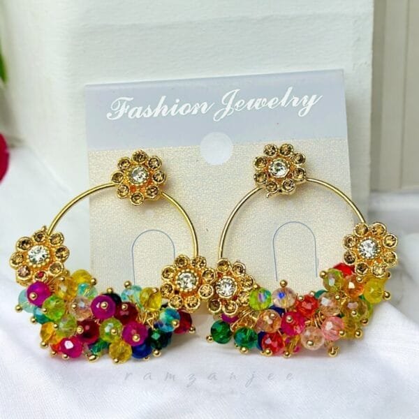 "Elegant earrings with intricate designs, perfect for formal events and evening wear. Available in statement chandelier and drop styles."