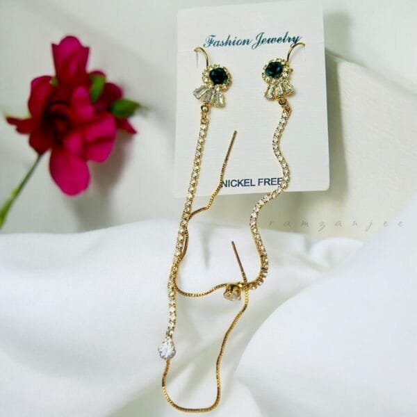 "Elegant earrings with intricate designs, perfect for formal events and evening wear. Available in statement chandelier and drop styles."