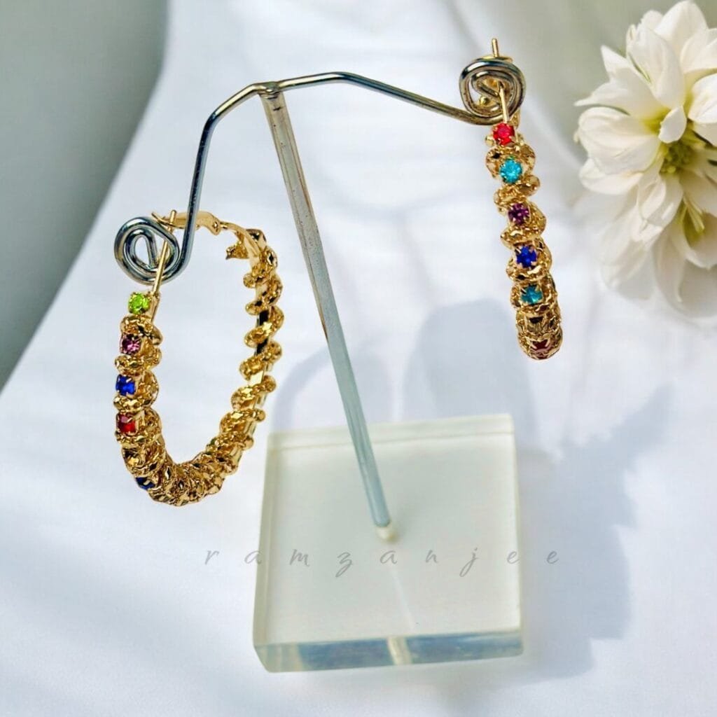 "Elegant earrings with intricate designs, perfect for formal events and evening wear. Available in statement chandelier and drop styles."