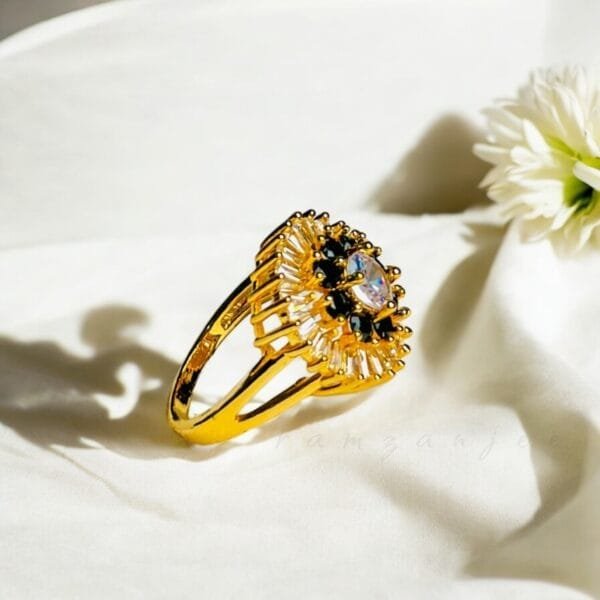 "Elegant diamond engagement ring in a gold band, perfect for weddings."
