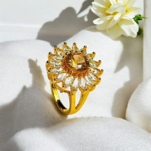 "Elegant diamond engagement ring in a gold band, perfect for weddings."