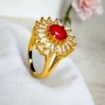 "Elegant diamond engagement ring in a gold band, perfect for weddings."