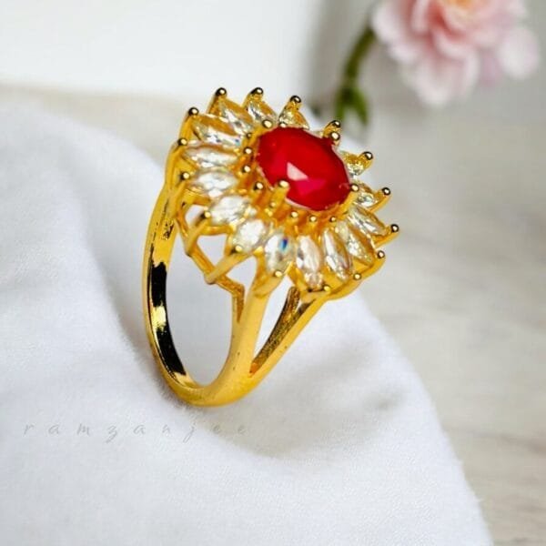 "Elegant diamond engagement ring in a gold band, perfect for weddings."