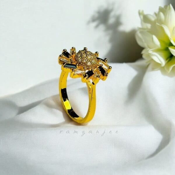 "Elegant diamond engagement ring in a gold band, perfect for weddings."
