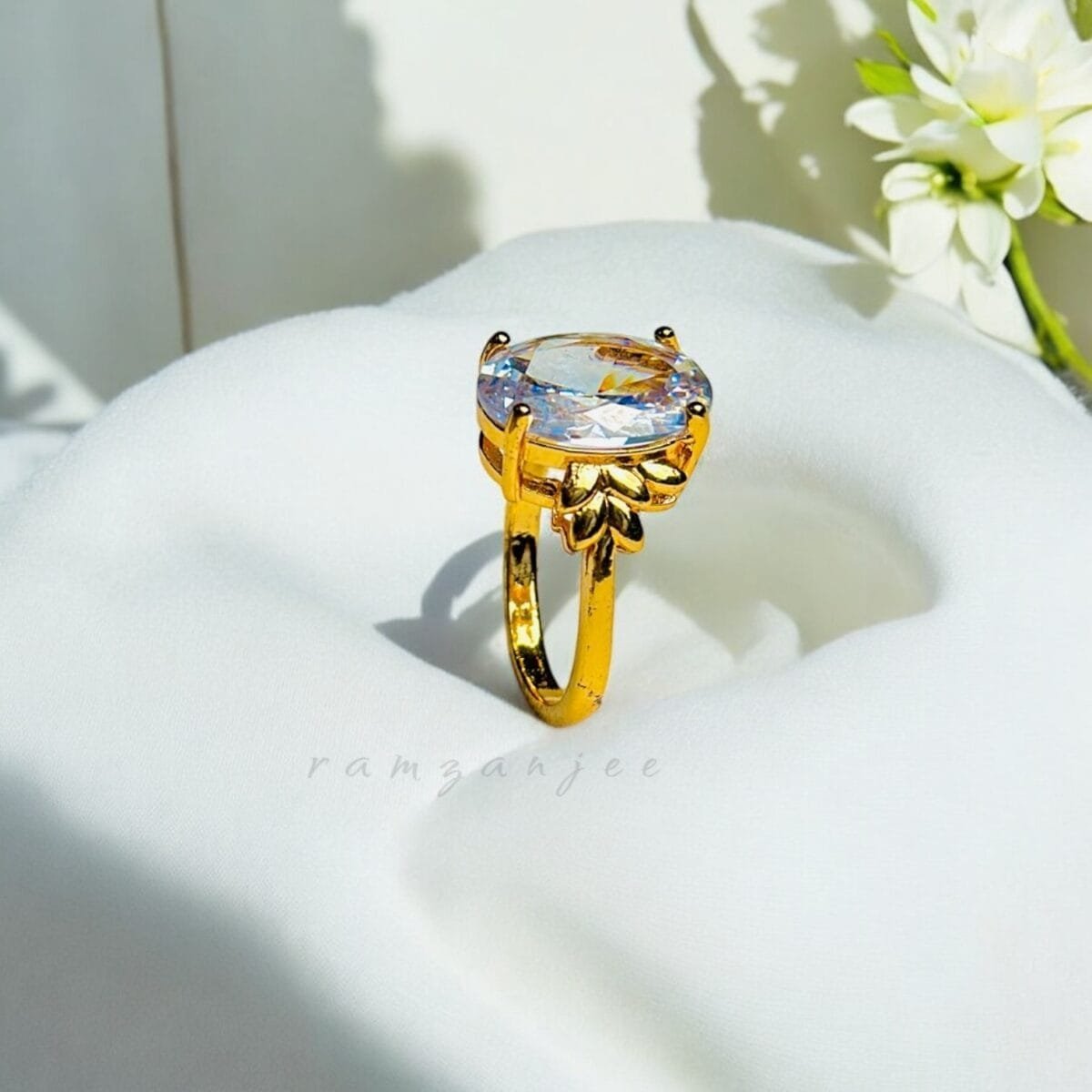 "Elegant diamond engagement ring in a gold band, perfect for weddings."