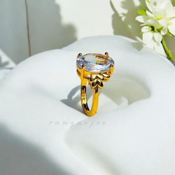 "Elegant diamond engagement ring in a gold band, perfect for weddings."