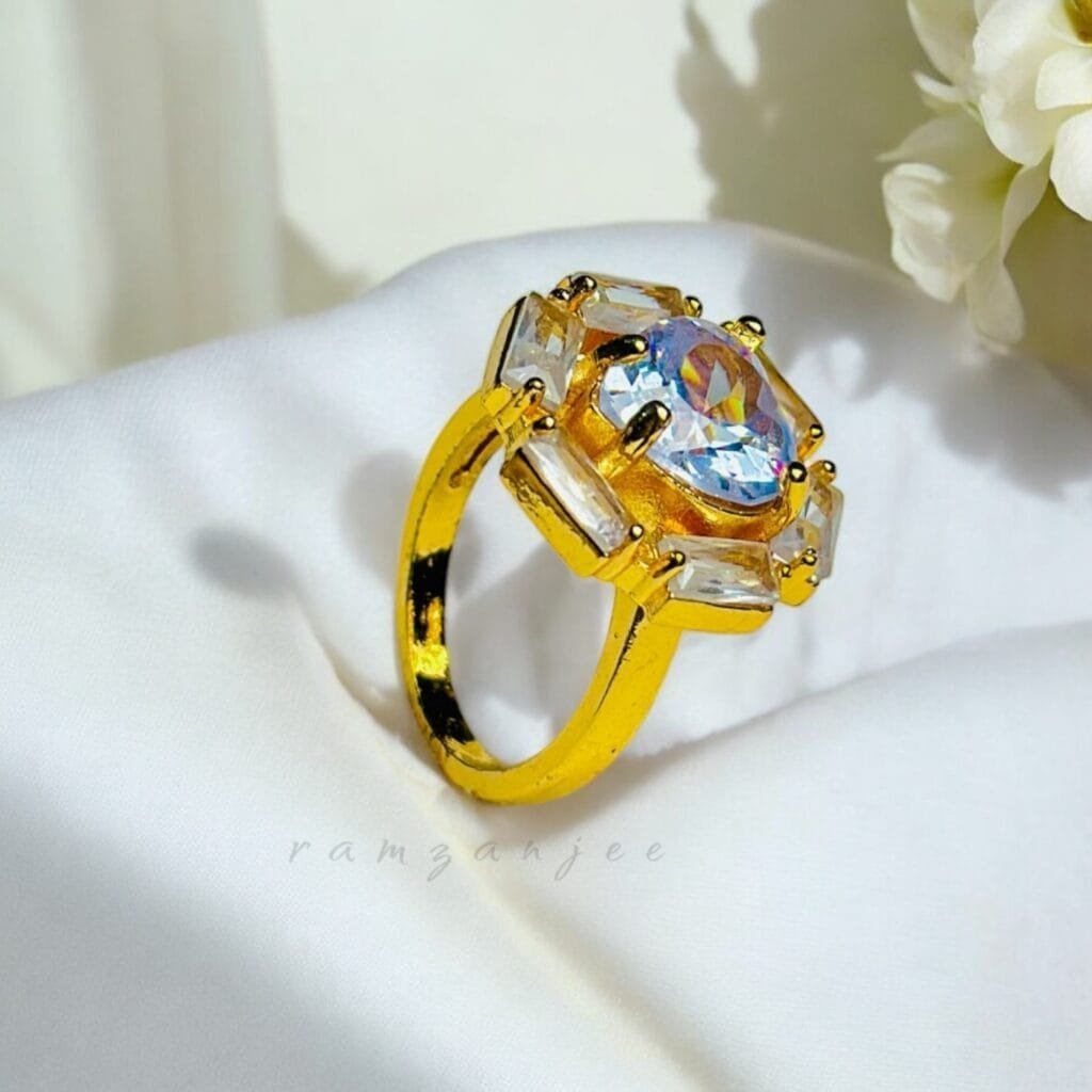 "Elegant diamond engagement ring in a gold band, perfect for weddings."