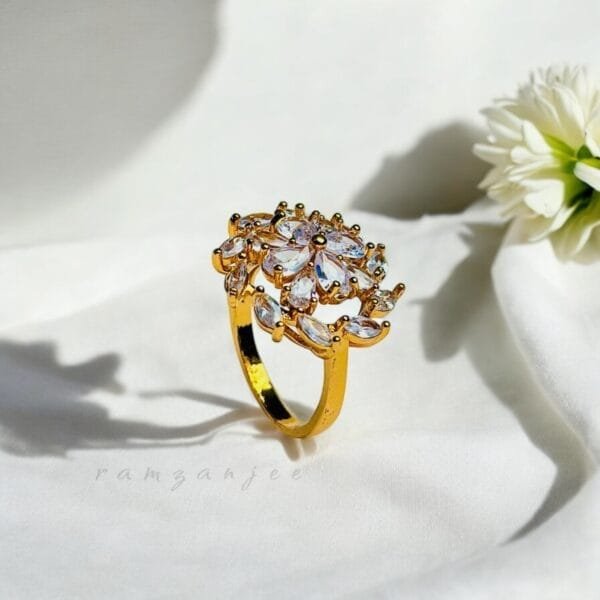 "Elegant diamond engagement ring in a gold band, perfect for weddings."