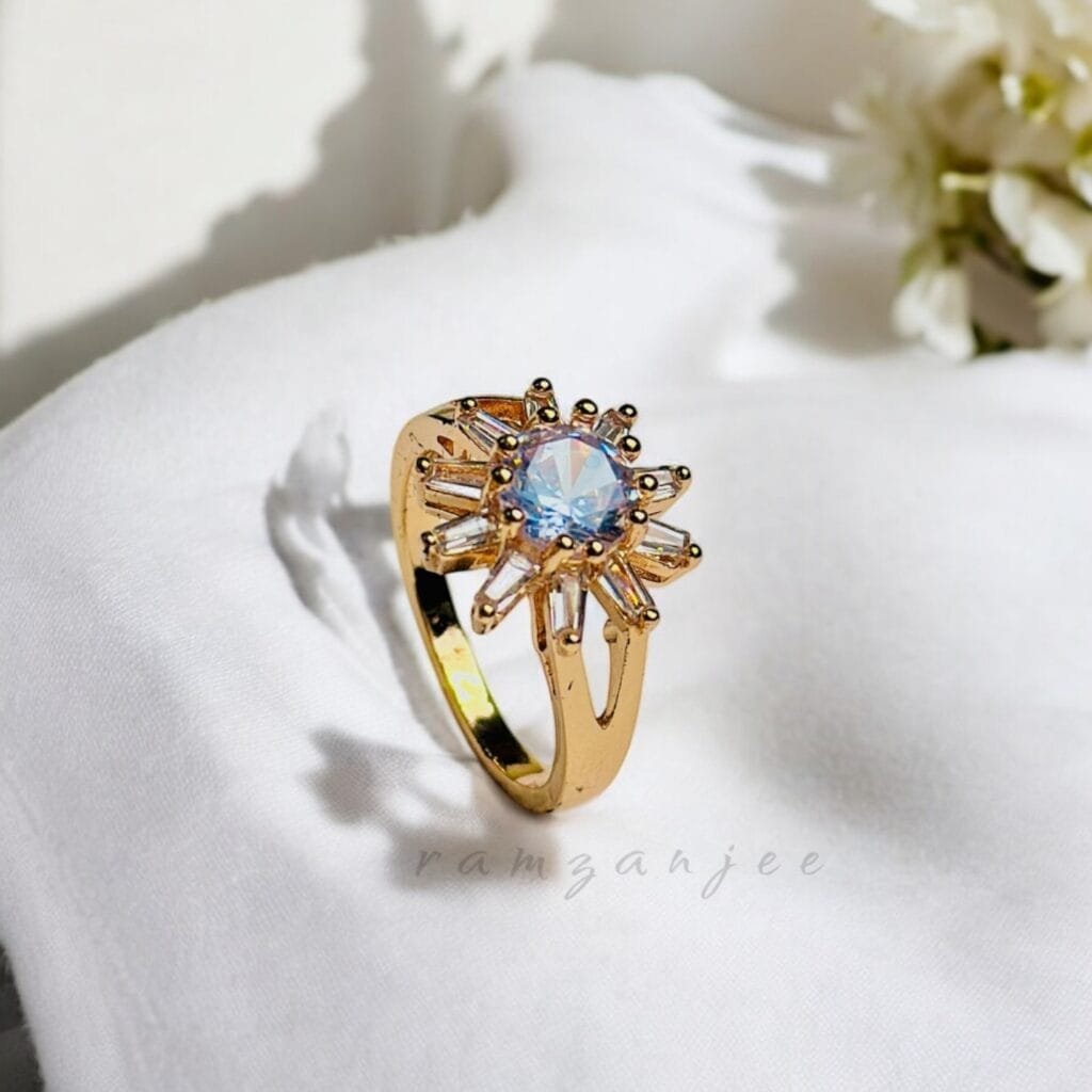 "Elegant diamond engagement ring in a gold band, perfect for weddings."