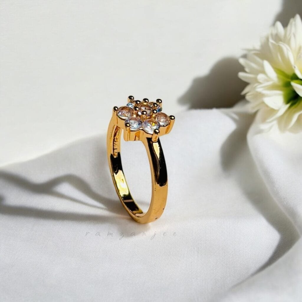 "Elegant diamond engagement ring in a gold band, perfect for weddings."