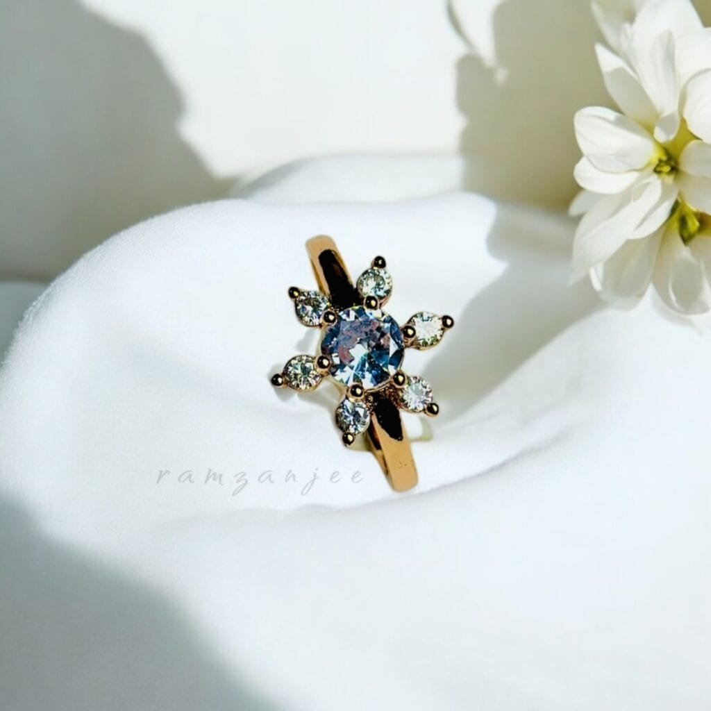 "Elegant diamond engagement ring in a gold band, perfect for weddings."
