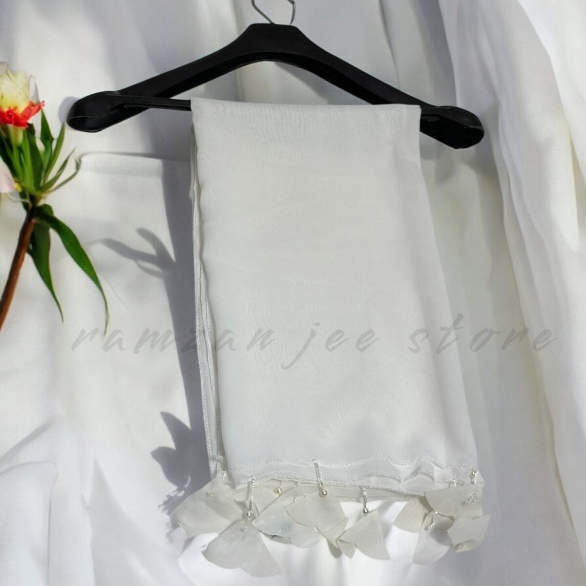 "Eco-friendly hijab made from organic cotton, offering comfort and style with a sustainable design."