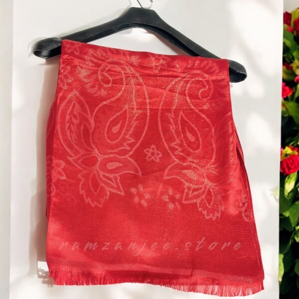 "Shimmer silk hijab with a soft, luxurious texture and subtle shine."