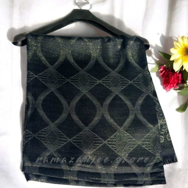 "Shimmer silk hijab with a soft, luxurious texture and subtle shine."