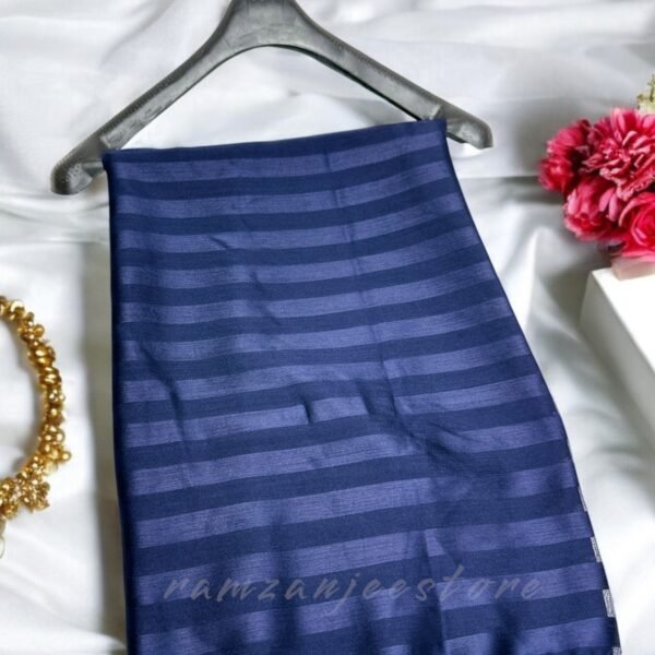 "Elegant Silk Check Line Hijab in a classic black-and-white pattern"