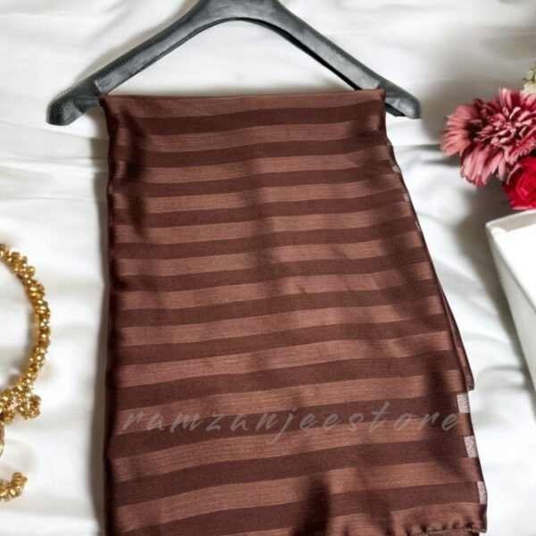 "Elegant Silk Check Line Hijab in a classic black-and-white pattern"