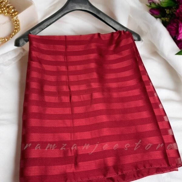 "Elegant Silk Check Line Hijab in a classic black-and-white pattern"