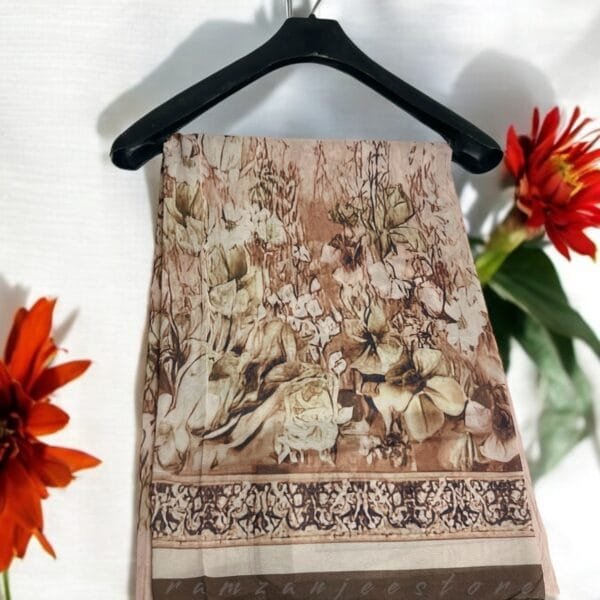 "Georgette printed hijab with vibrant patterns, lightweight and elegant."