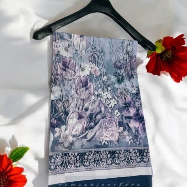 "Georgette printed hijab with vibrant patterns, lightweight and elegant."