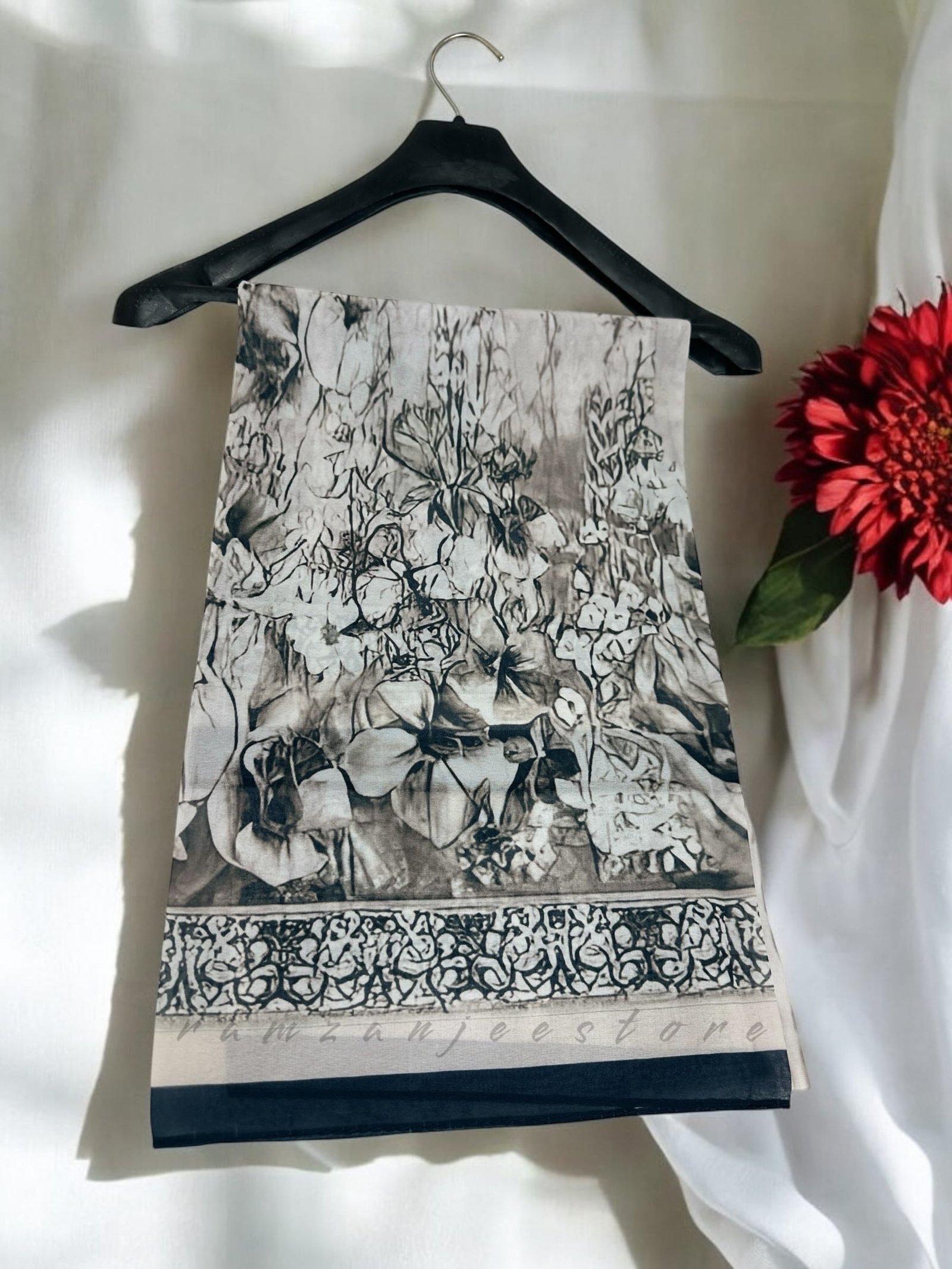 "Georgette printed hijab with vibrant patterns, lightweight and elegant."