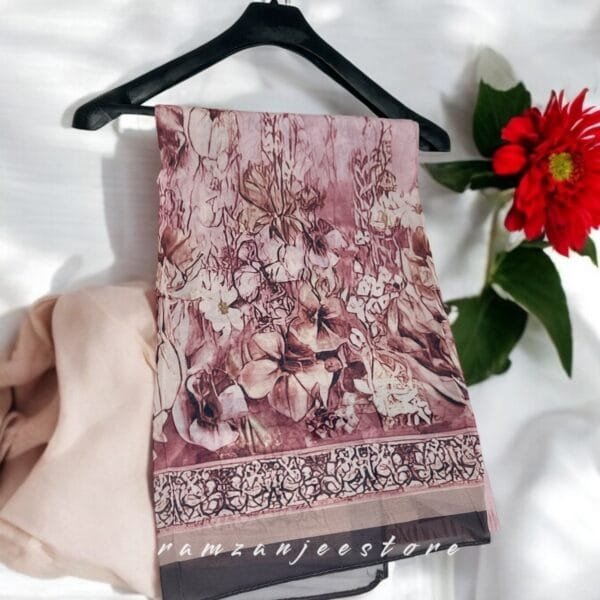 "Georgette printed hijab with vibrant patterns, lightweight and elegant."