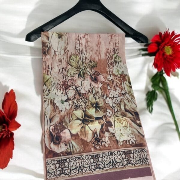 "Georgette printed hijab with vibrant patterns, lightweight and elegant."